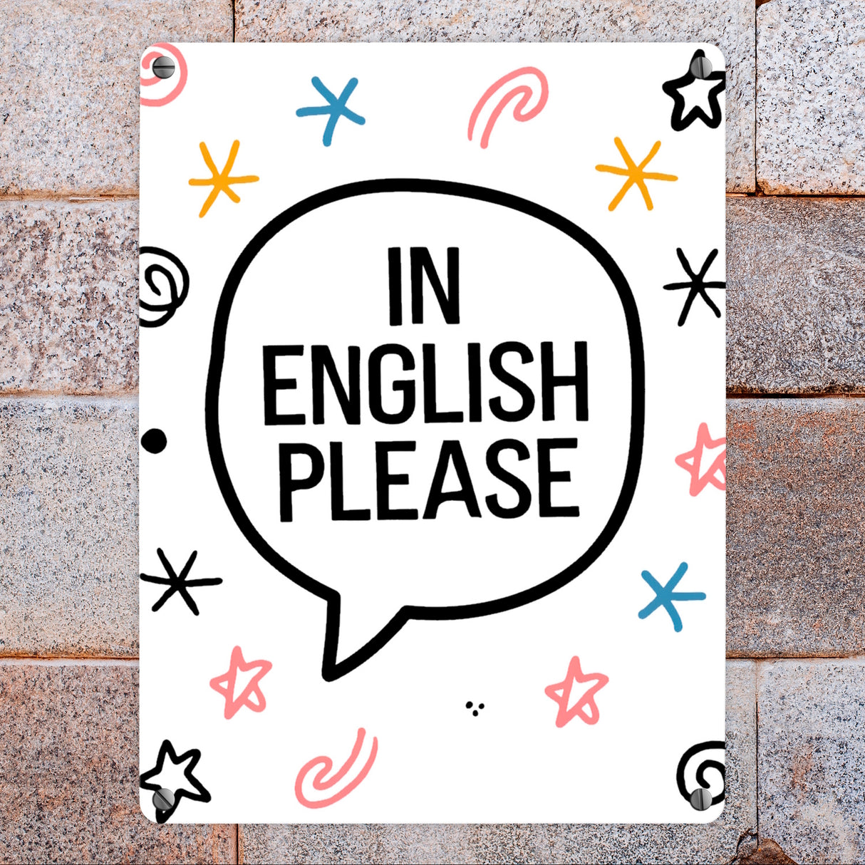 Sprechblase IN ENGLISH PLEASE Metallschild in 15x20 cm