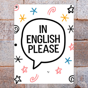 Sprechblase IN ENGLISH PLEASE Metallschild in 15x20 cm