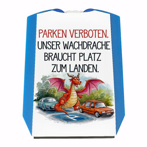 Freundlicher Cartoon Drache Parkscheibe Parken verboten