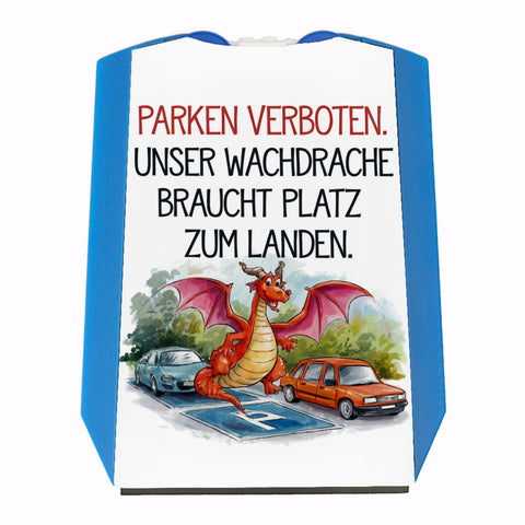 Freundlicher Cartoon Drache Parkscheibe Parken verboten