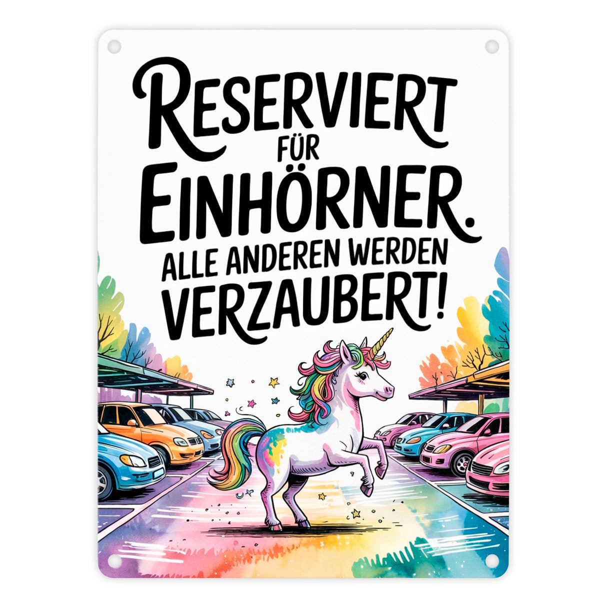 Parkplatz Reserviert für Einhörner Metallschild in 15x20 cm Majestätisches Einhorn