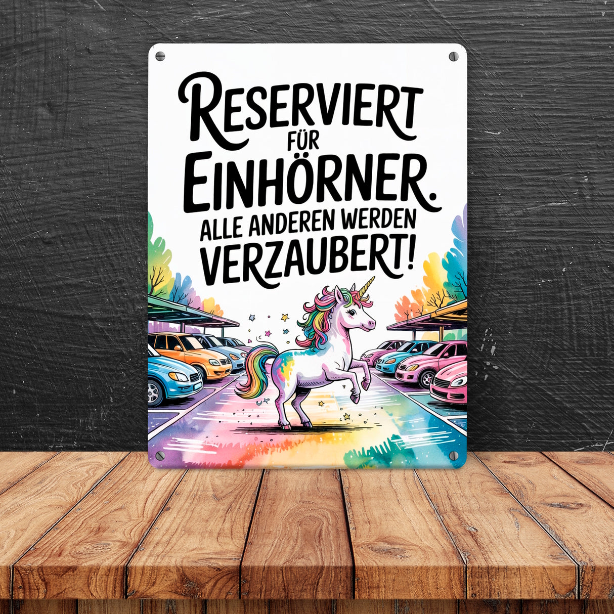 Parkplatz Reserviert für Einhörner Metallschild in 15x20 cm Majestätisches Einhorn