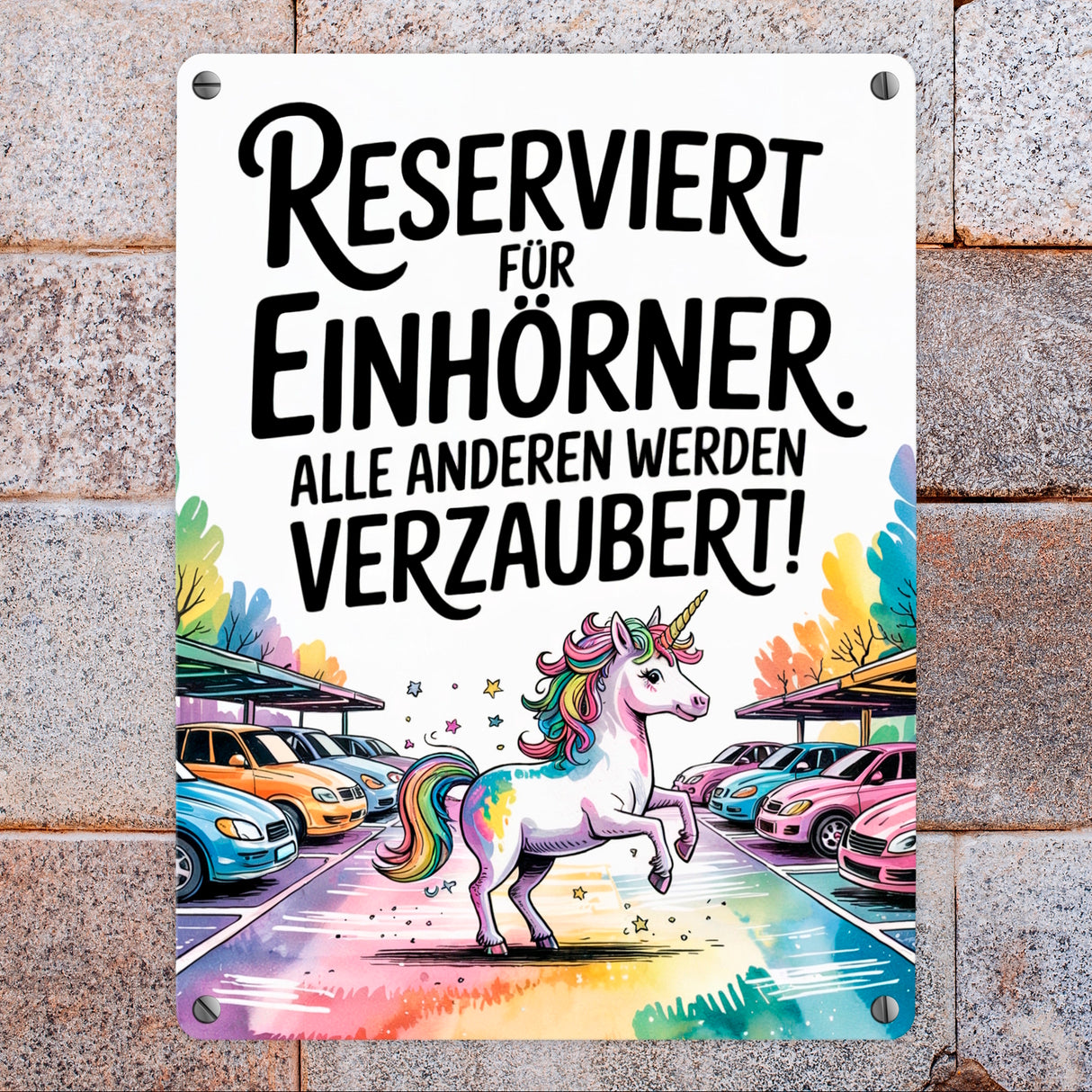 Parkplatz Reserviert für Einhörner Metallschild in 15x20 cm Majestätisches Einhorn