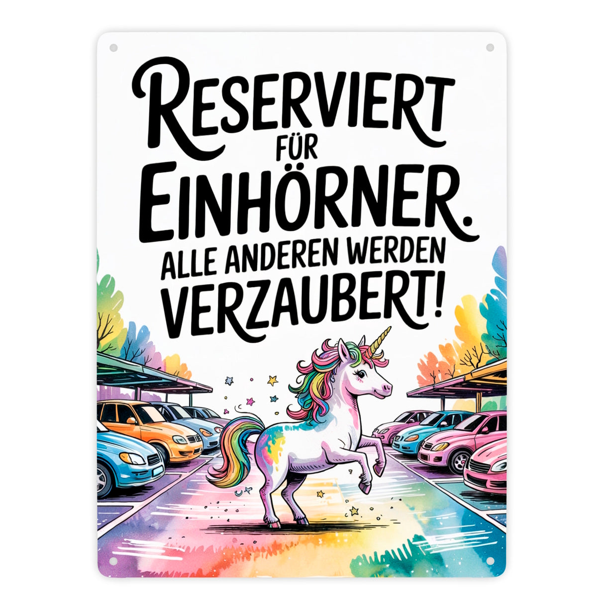 Parkplatz Reserviert für Einhörner Metallschild in 15x20 cm Majestätisches Einhorn