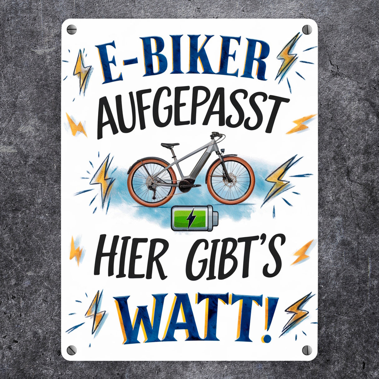 E-Biker hier gibt es Watt! Metallschild in 15x20 cm