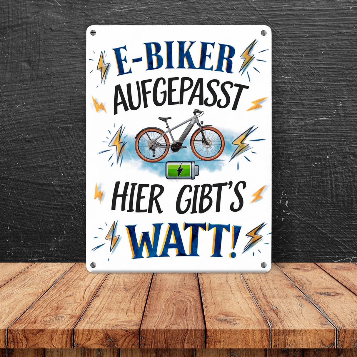 E-Biker hier gibt es Watt! Metallschild in 15x20 cm