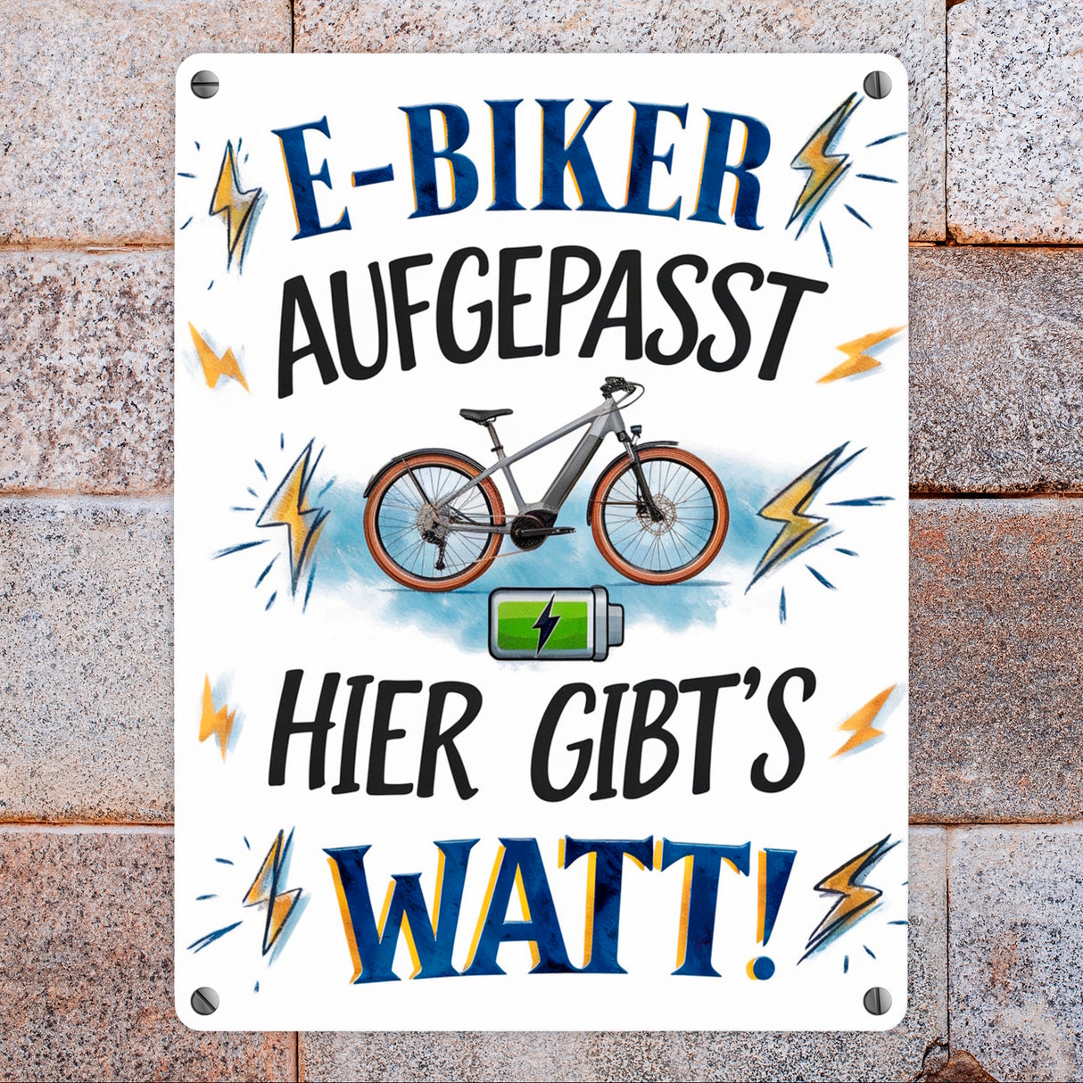 E-Biker hier gibt es Watt! Metallschild in 15x20 cm
