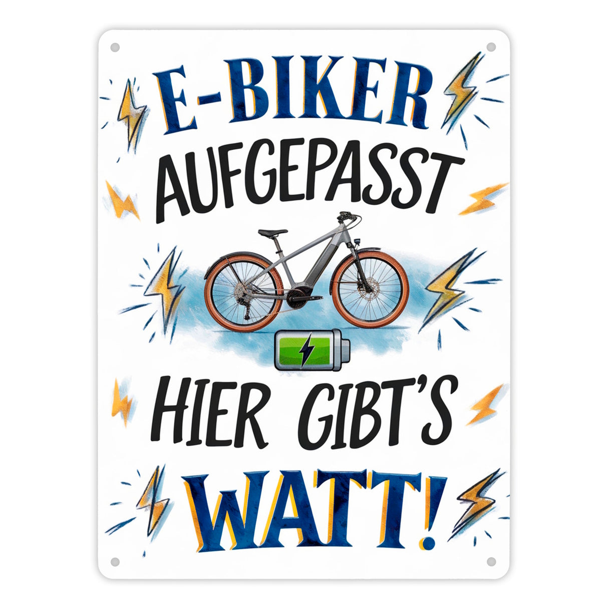 E-Biker hier gibt es Watt! Metallschild in 15x20 cm