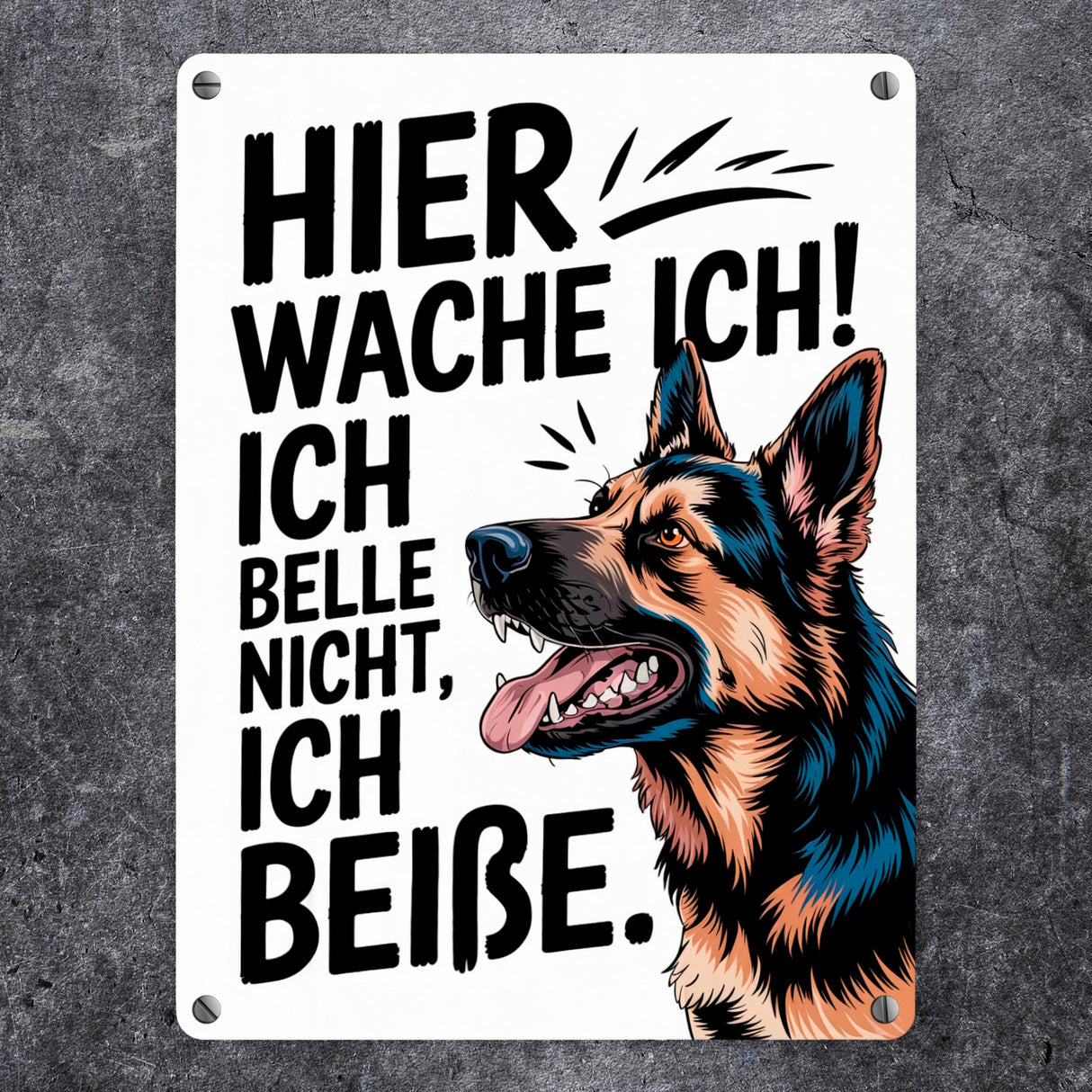 Deutscher Schäferhund ich belle nicht, ich beiße Metallschild in 15x20 cm Hier wache ich