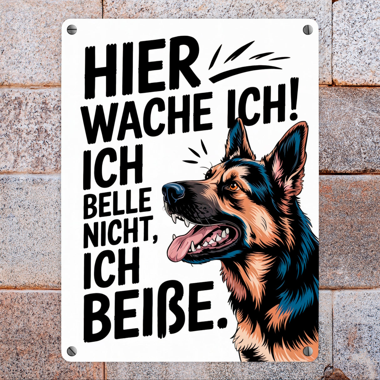 Deutscher Schäferhund ich belle nicht, ich beiße Metallschild in 15x20 cm Hier wache ich