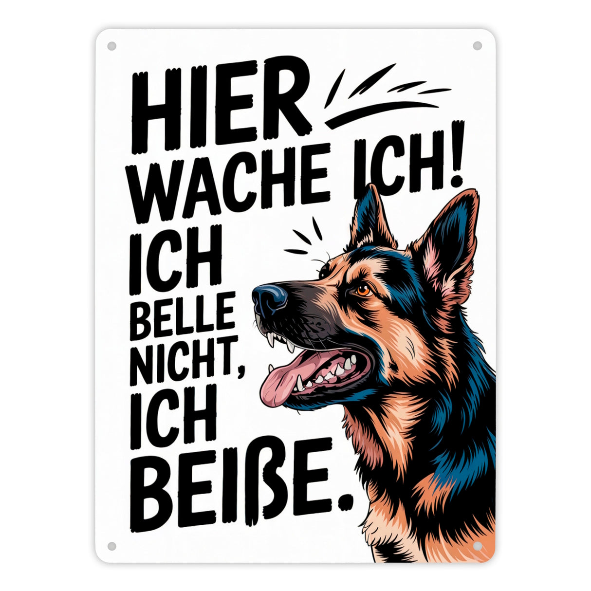 Deutscher Schäferhund ich belle nicht, ich beiße Metallschild in 15x20 cm Hier wache ich