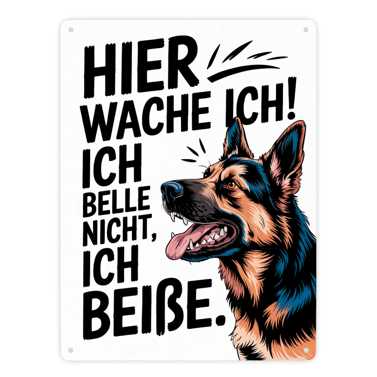 Deutscher Schäferhund ich belle nicht, ich beiße Metallschild in 15x20 cm Hier wache ich