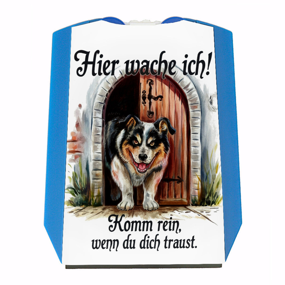 Hund bewacht Tür Hier wache ich Parkscheibe