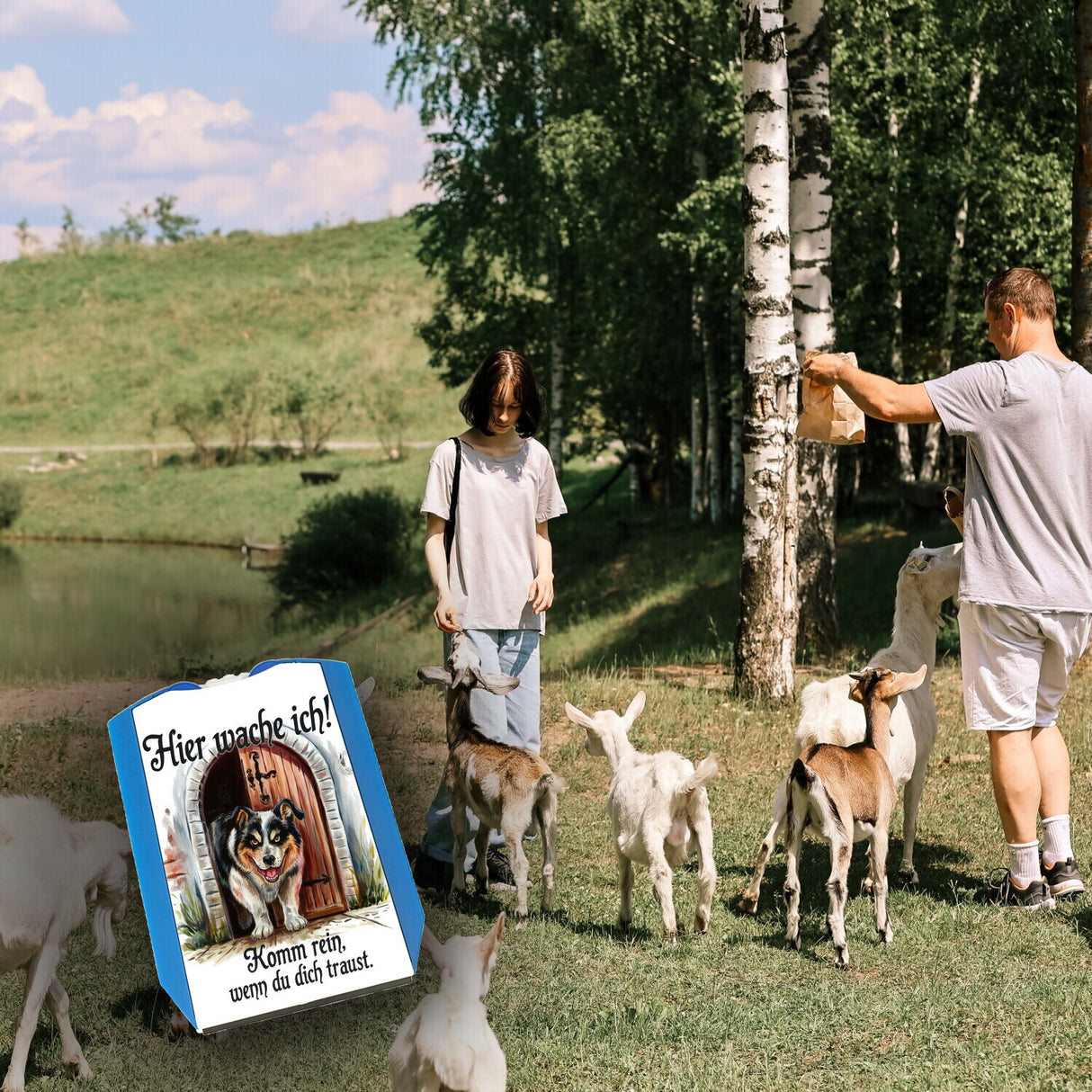 Hund bewacht Tür Hier wache ich Parkscheibe