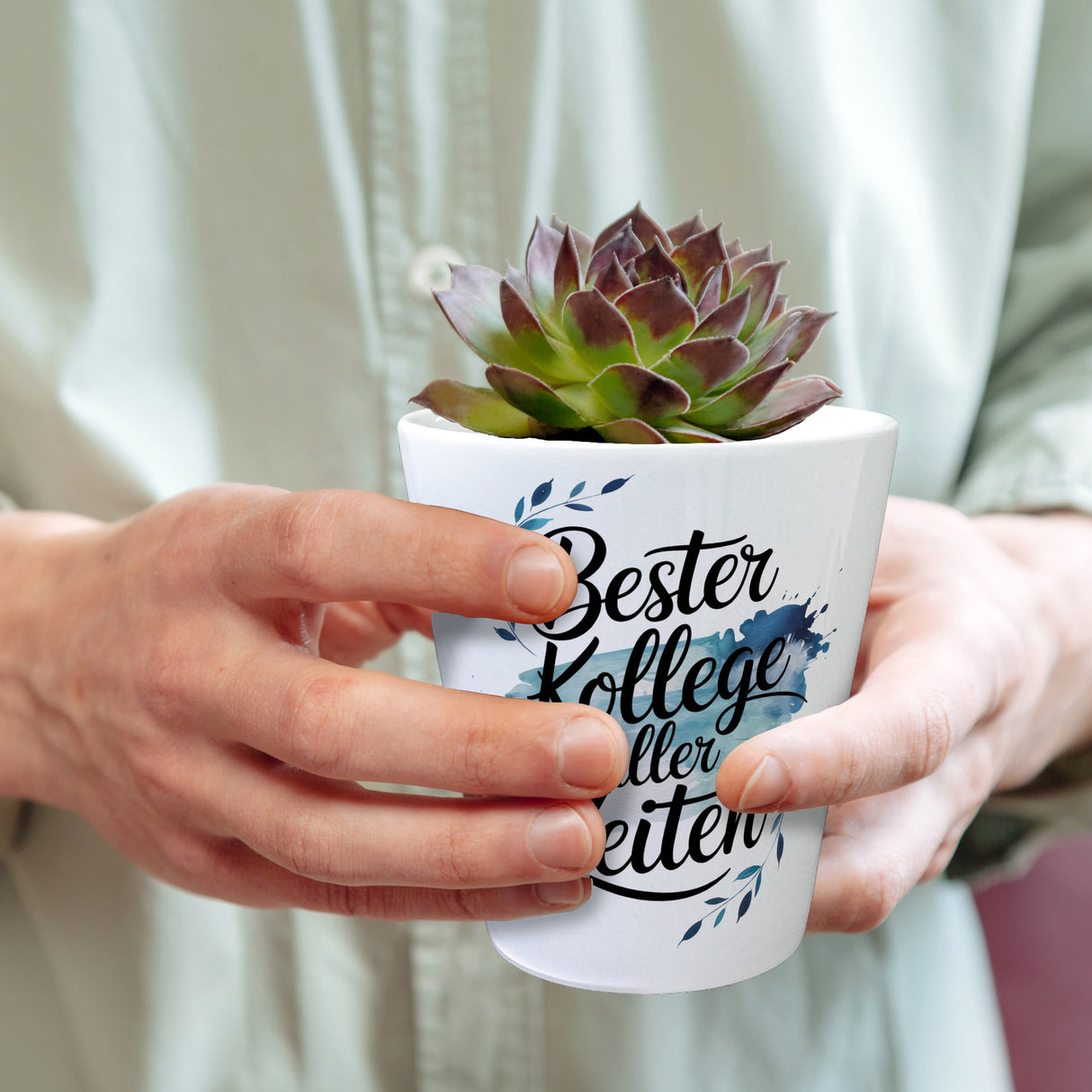 Bester Kollege aller Zeiten Blumentopf Aquarelles Blattmuster