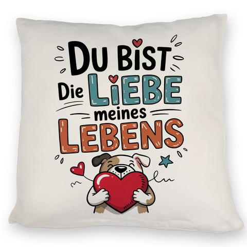 Bulldogge mit Herz Liebe meines Lebens Kissen für Tierliebhaber