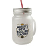 World´s best english teacher Trinkglas mit Bambusdeckel für Englischlehrer mit Spruch