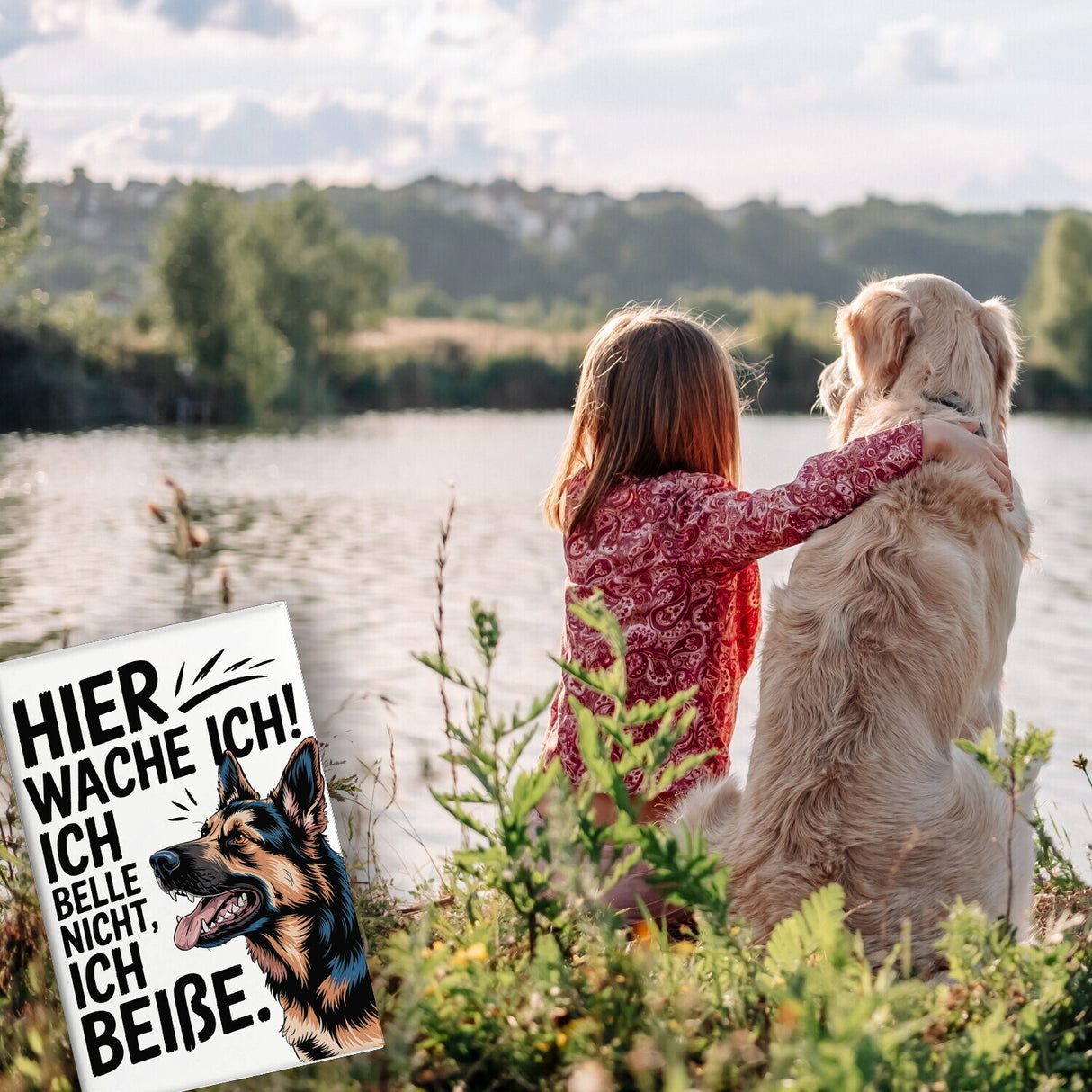 Deutscher Schäferhund ich belle nicht, ich beiße Souvenir Souvenir Magnet Hier wache ich