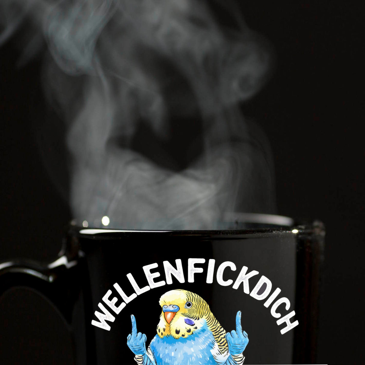 Wellensittich mit Mittelfinger Tasse WELLENFICKDICH