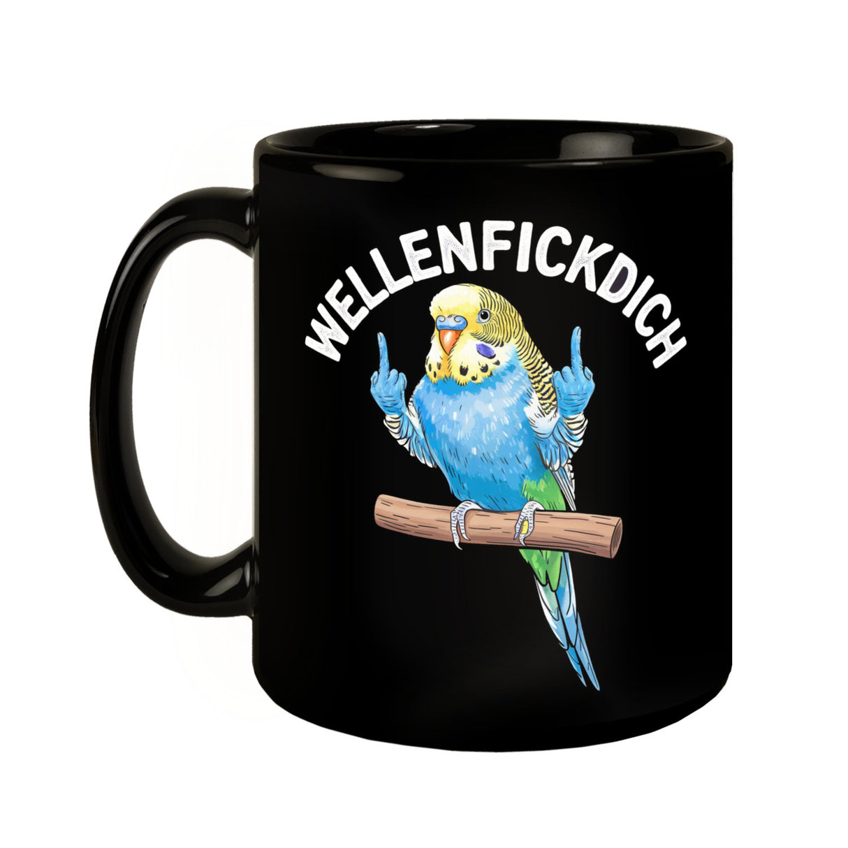 Wellensittich mit Mittelfinger Tasse WELLENFICKDICH