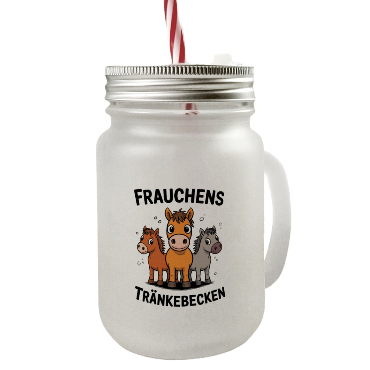 Cartoon-Pferde Frauchens Tränkebecken Trinkglas mit Bambusdeckel für Pferdeliebhaber