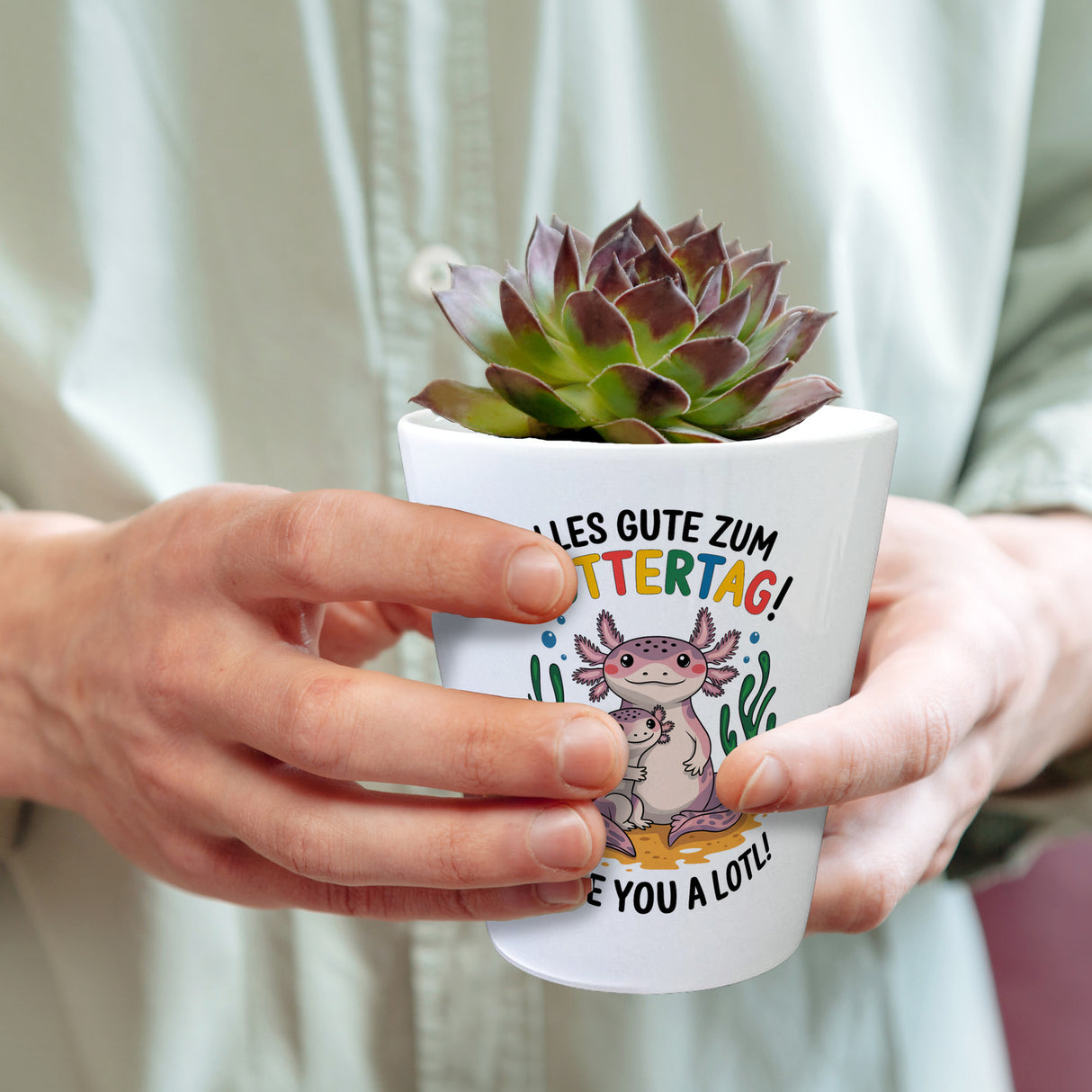 Axolotl Mutter-Kind Blumentopf Alles Gute zum Muttertag!