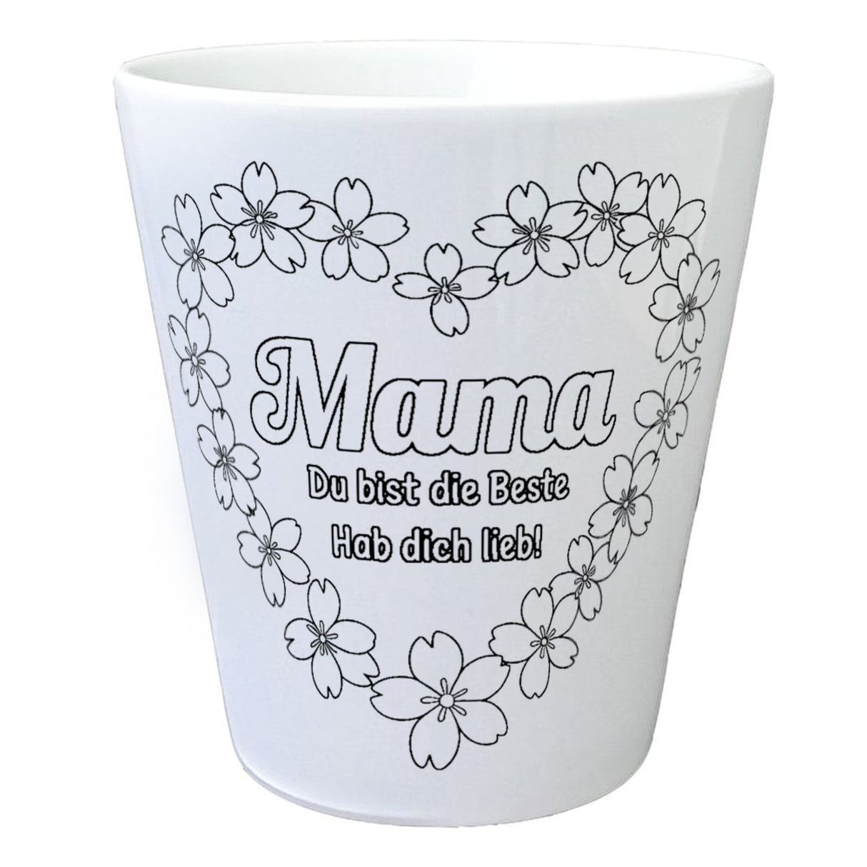 Blüten Herz für Mama Blumentopf zum Ausmalen