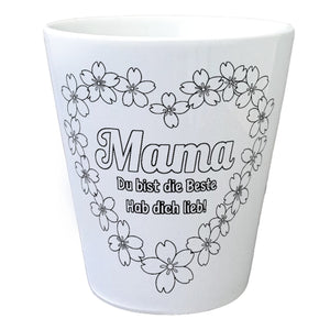 Blüten Herz für Mama Blumentopf zum Ausmalen