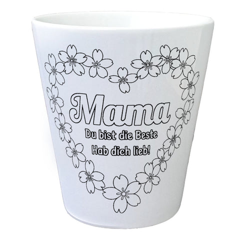 Blüten Herz für Mama Blumentopf zum Ausmalen