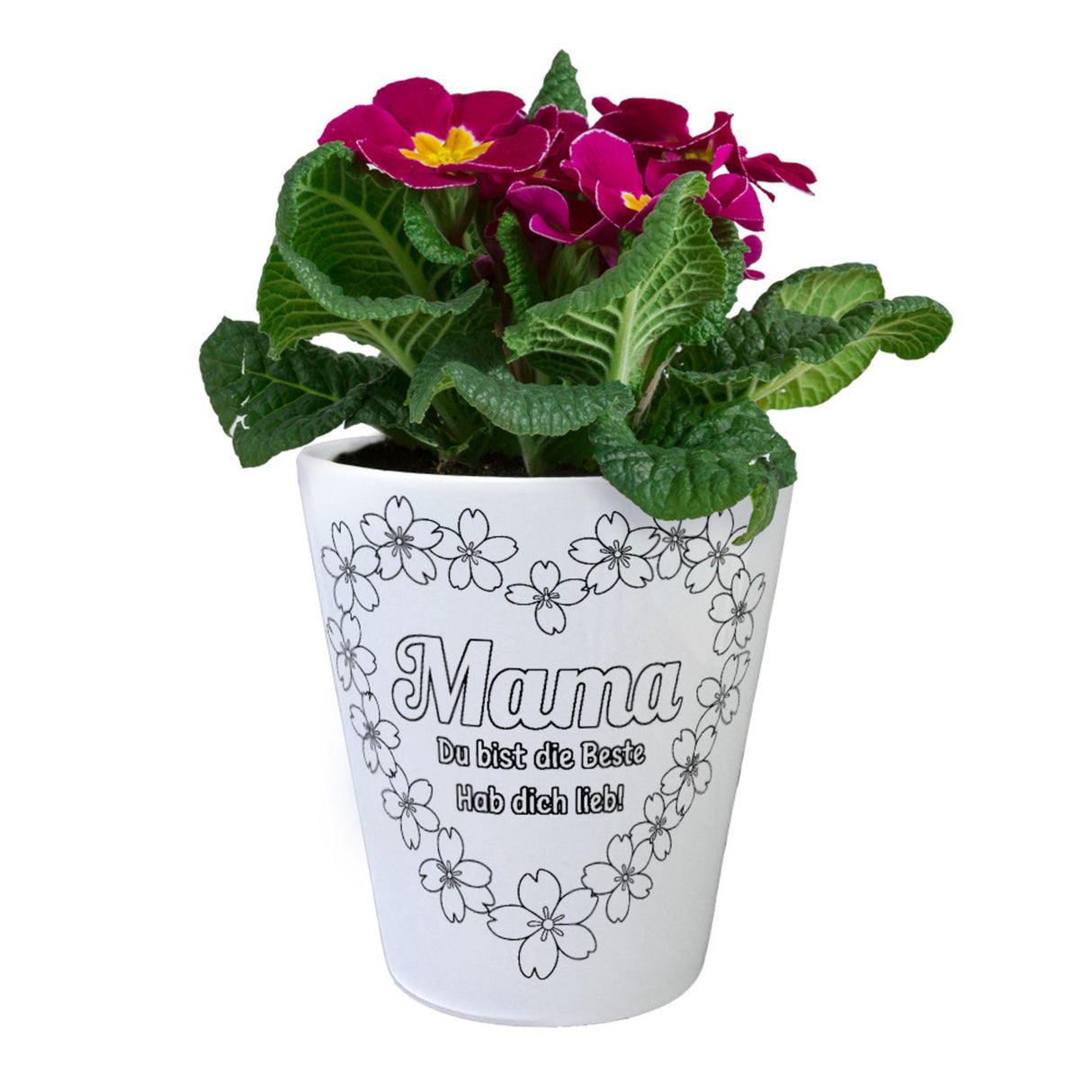 Blüten Herz für Mama Blumentopf zum Ausmalen