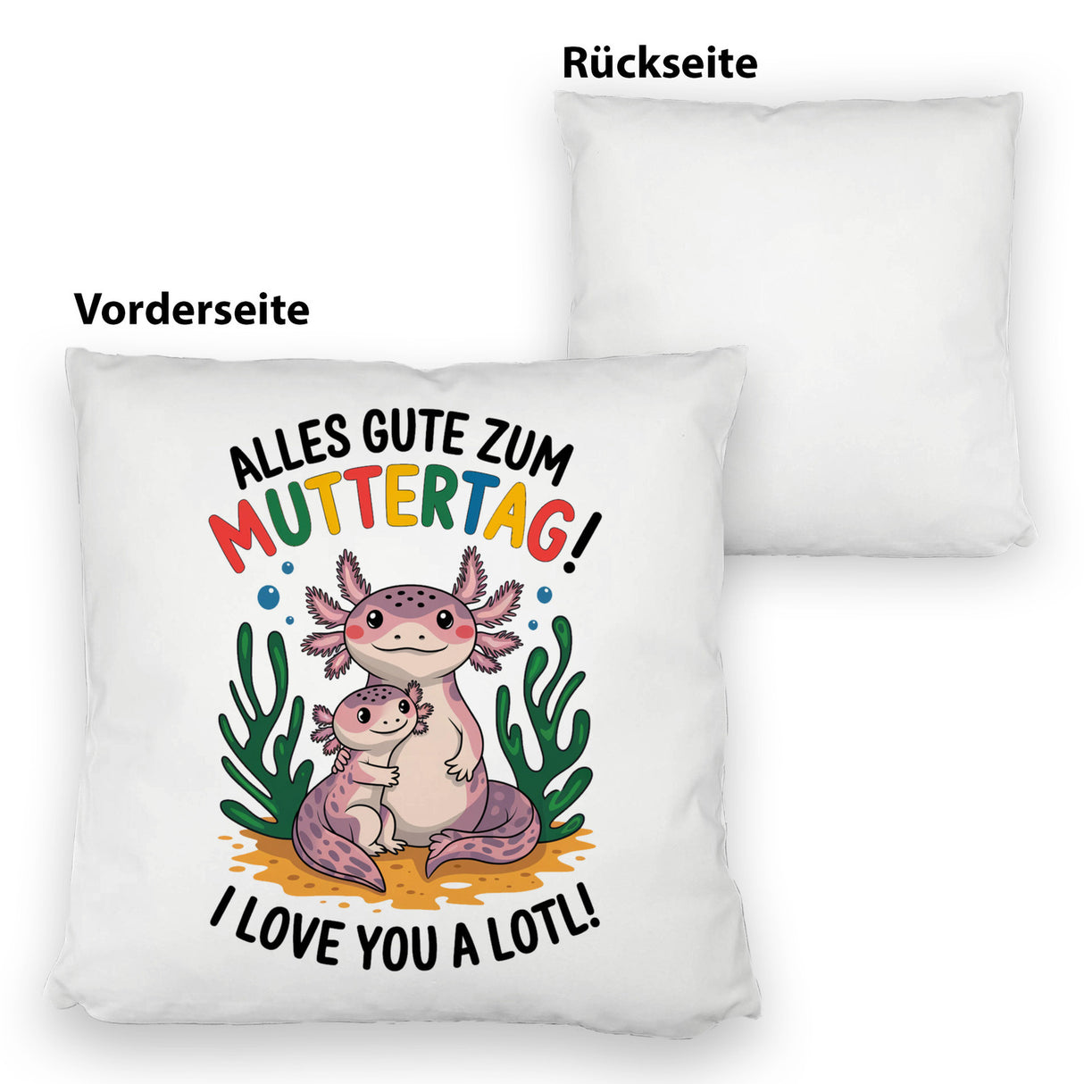 Axolotl Mutter-Kind Kissen Alles Gute zum Muttertag!