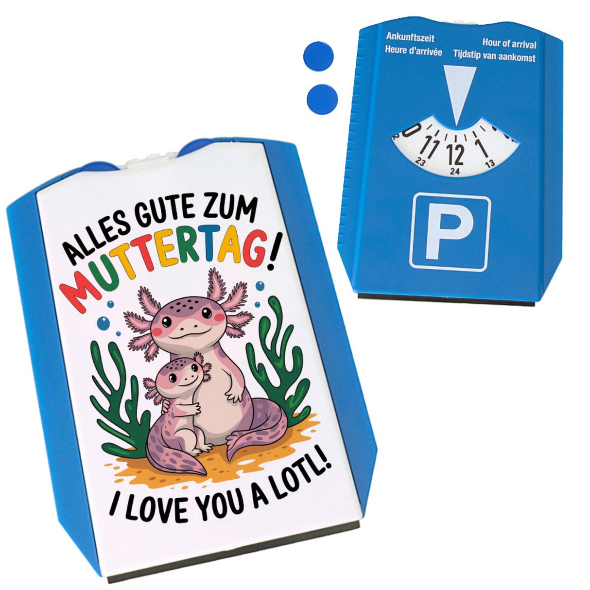 Axolotl Mutter-Kind Parkscheibe Alles Gute zum Muttertag!