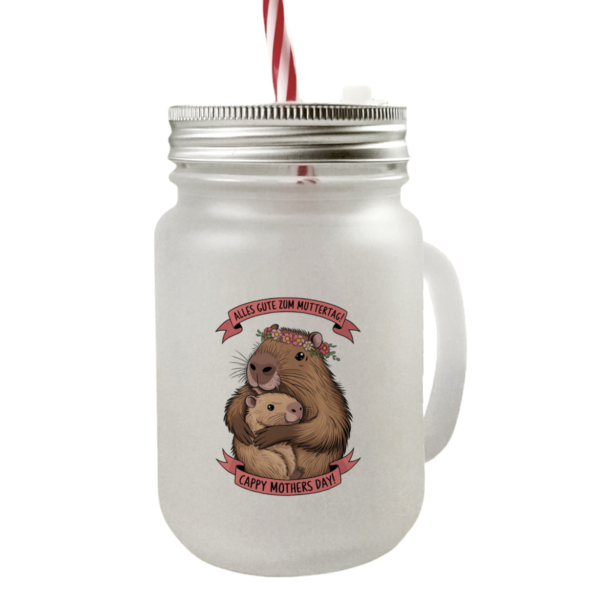 Capybara - Alles Gute zum Muttertag Trinkglas mit Bambusdeckel
