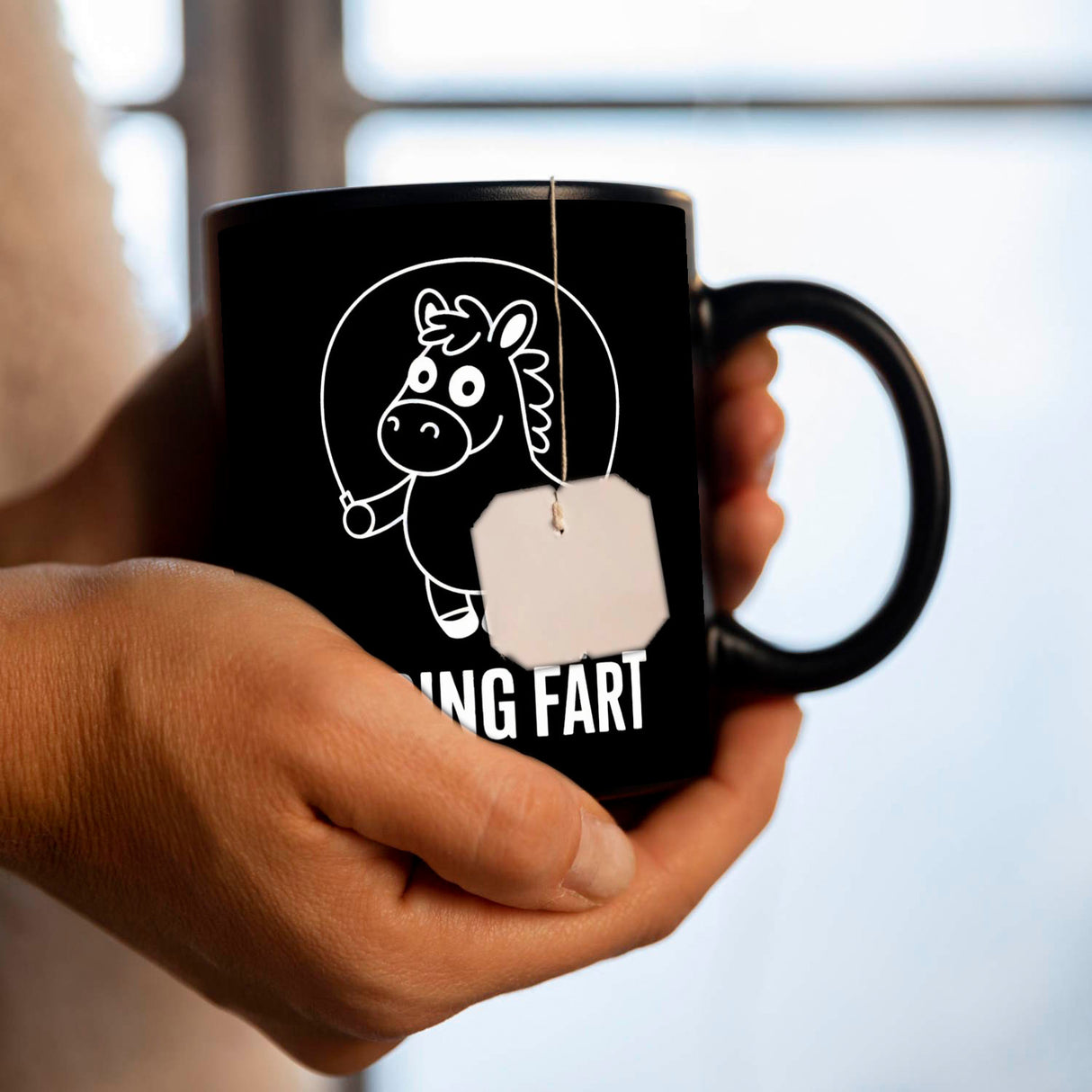 Spring Färt Tasse Pferd mt Springseil Cartoon