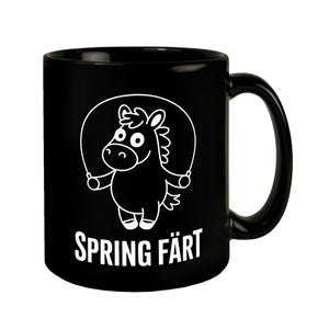 Spring Färt Tasse Pferd mt Springseil Cartoon