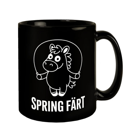 Spring Färt Tasse Pferd mt Springseil Cartoon