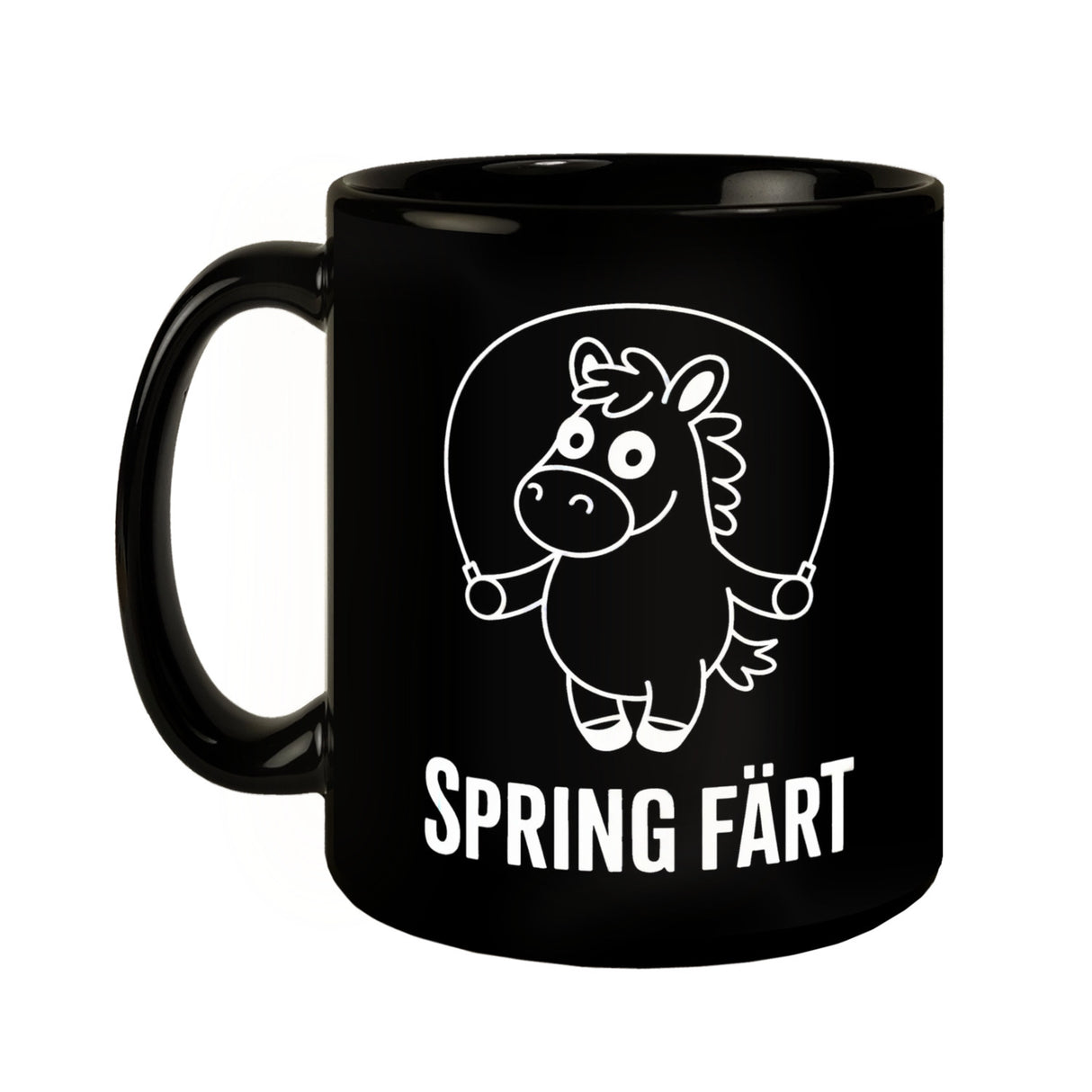 Spring Färt Tasse Pferd mt Springseil Cartoon