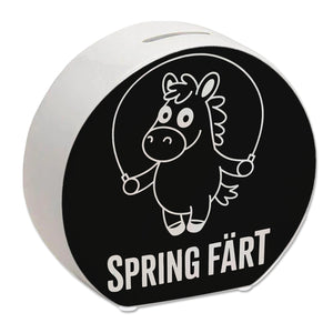 Spring Färt Spardose Pferd mt Springseil Cartoon