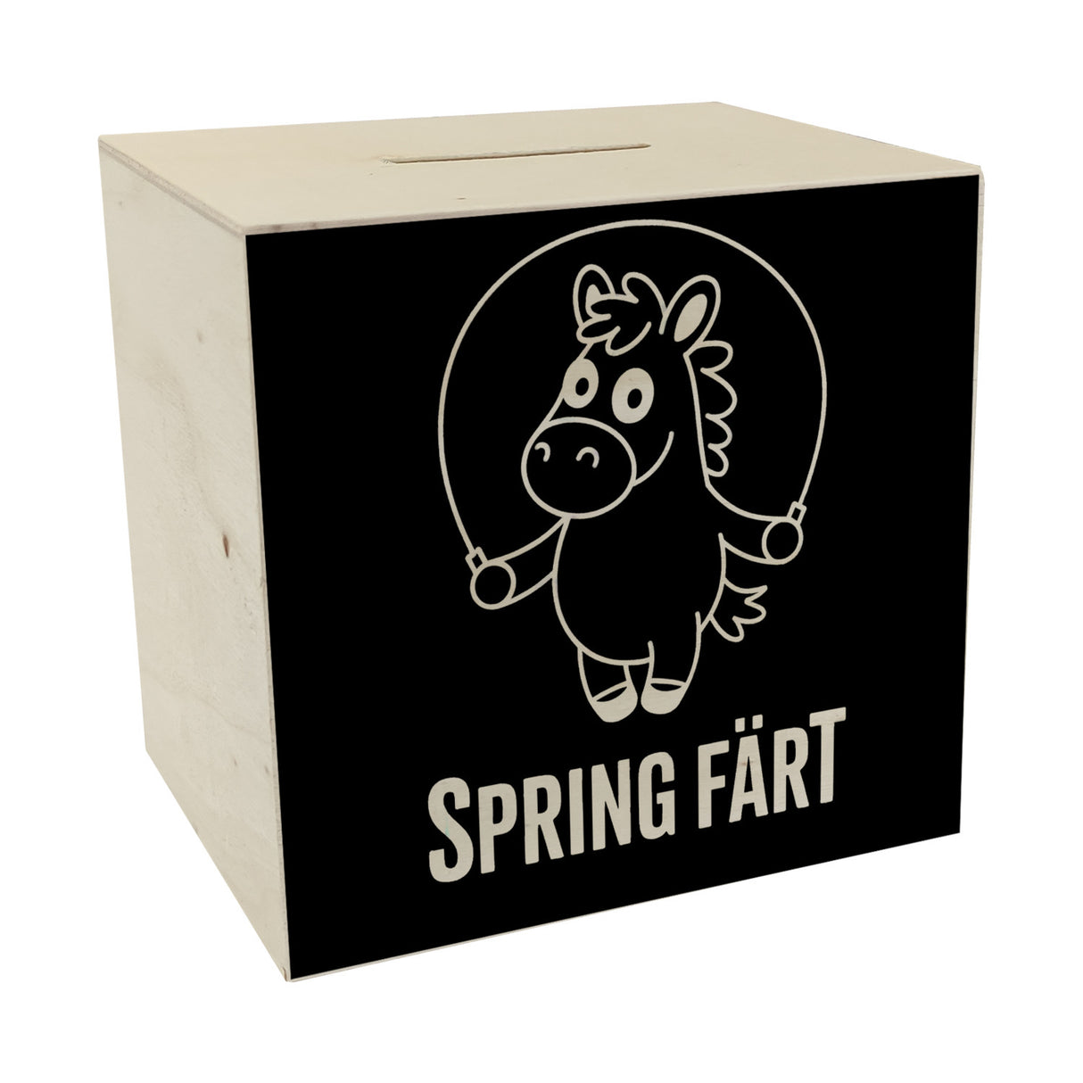 Spring Färt Spardose Pferd mt Springseil Cartoon