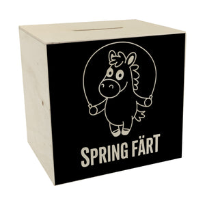 Spring Färt Spardose Pferd mt Springseil Cartoon