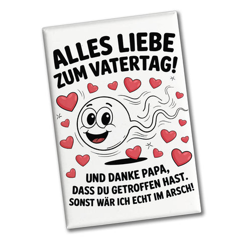 Alles Liebe zum Vatertag Souvenir Magnet Spermien Cartoon mit Herzen