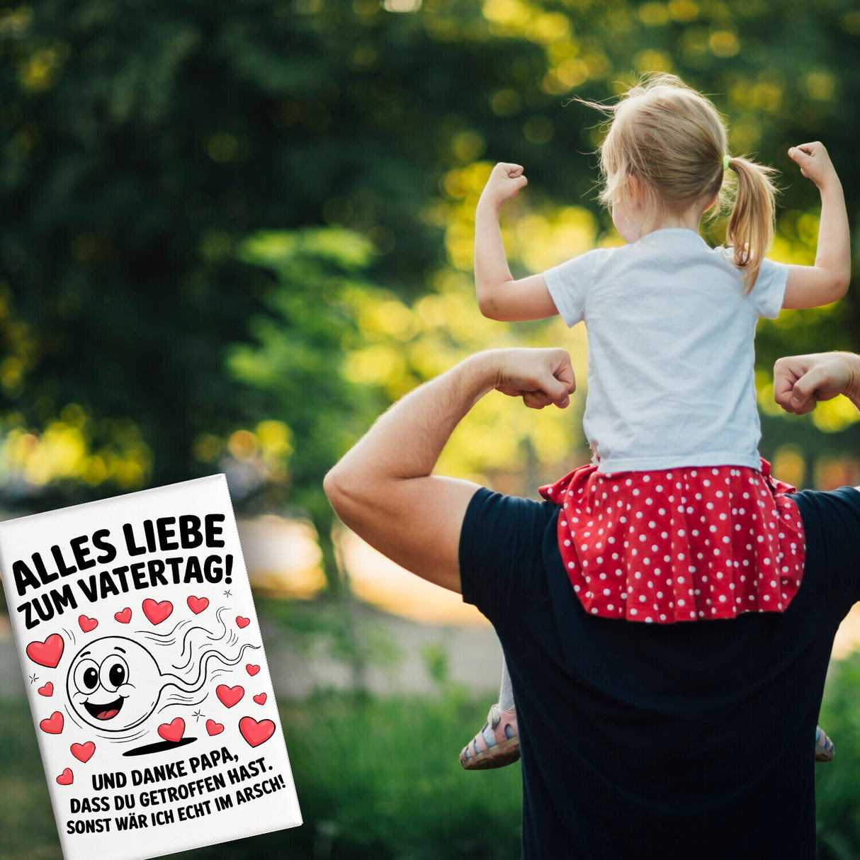 Alles Liebe zum Vatertag Souvenir Magnet Spermien Cartoon mit Herzen