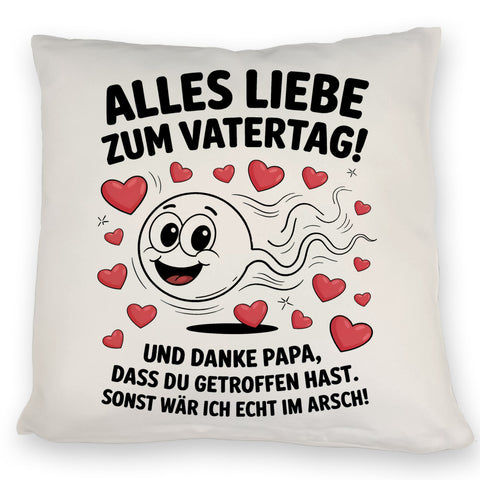 Alles Liebe zum Vatertag Kissen Spermien Cartoon mit Herzen