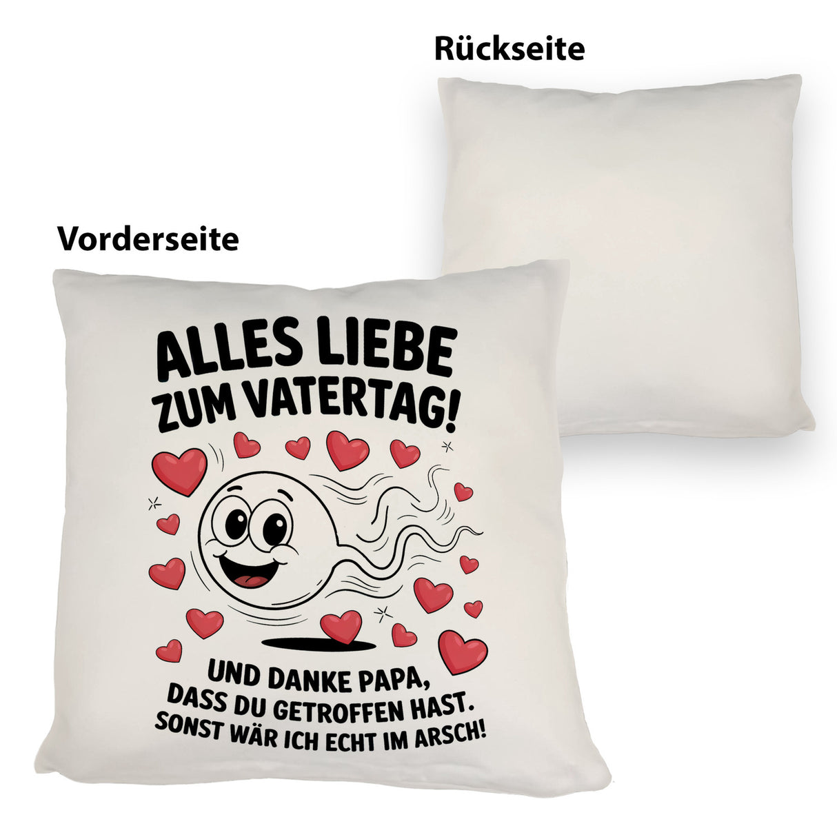 Alles Liebe zum Vatertag Kissen Spermien Cartoon mit Herzen