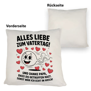 Alles Liebe zum Vatertag Kissen Spermien Cartoon mit Herzen