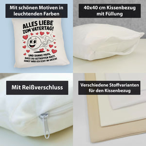 Alles Liebe zum Vatertag Kissen Spermien Cartoon mit Herzen