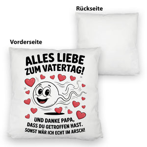 Alles Liebe zum Vatertag Kissen Spermien Cartoon mit Herzen