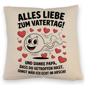 Alles Liebe zum Vatertag Kissen Spermien Cartoon mit Herzen