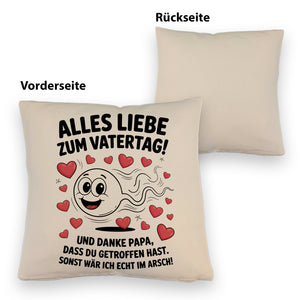 Alles Liebe zum Vatertag Kissen Spermien Cartoon mit Herzen