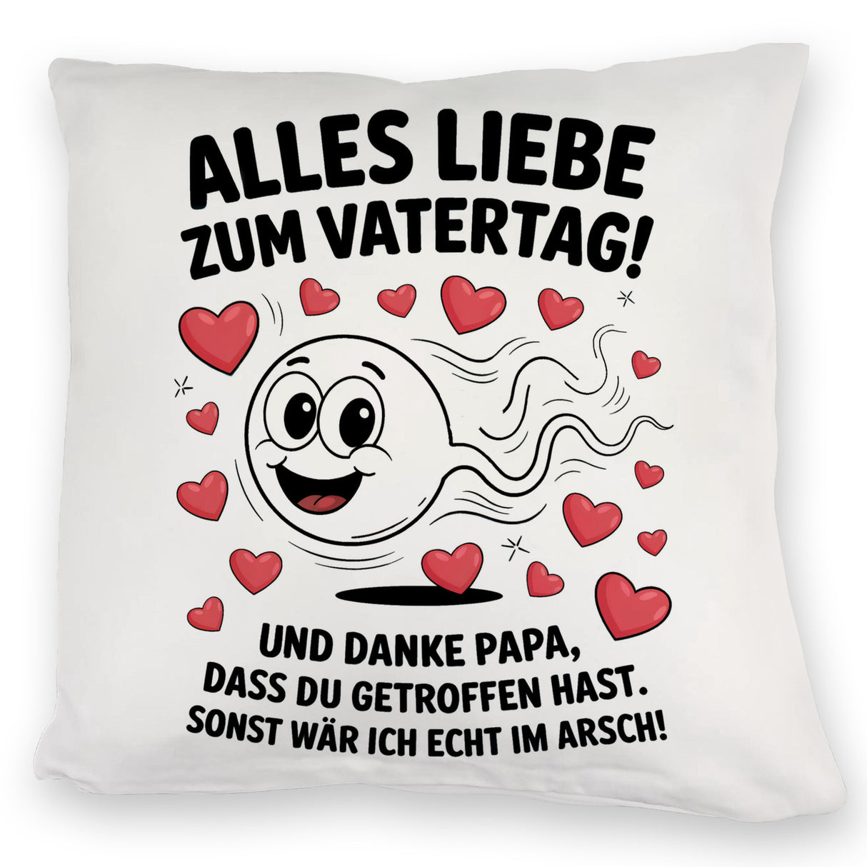 Alles Liebe zum Vatertag Kissen Spermien Cartoon mit Herzen
